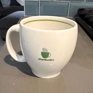 Starbucks White Mug with Green Accents